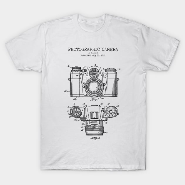 VINTAGE CAMERA patent print T-Shirt by Dennson Creative